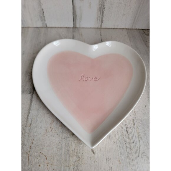 Pottery Barn large Valentine love heart plate watercolor‎ love - Picture 4 of 6